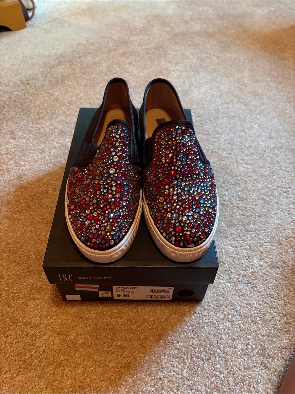 INC International Concepts Multicolor Crystal-Embellished Slip-On Sneakers